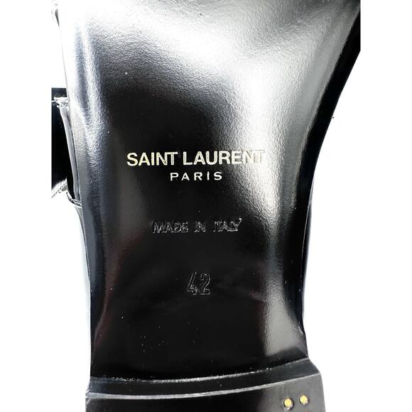 NIB Saint Laurent Tristan Loafers EU 42 US 9 Crystal Black Patent Leather $1,390